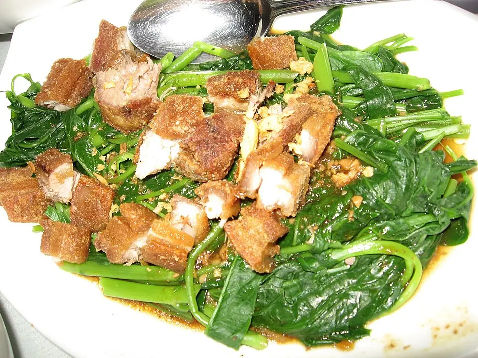 Adobong kangkong, plated