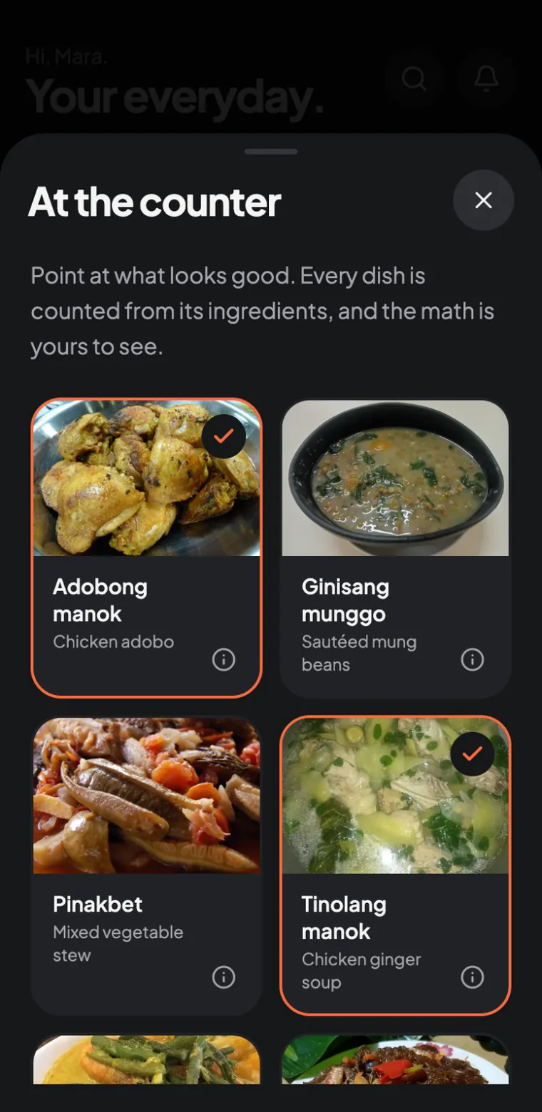 The Turo-turo counter: tap the dishes you'd point at