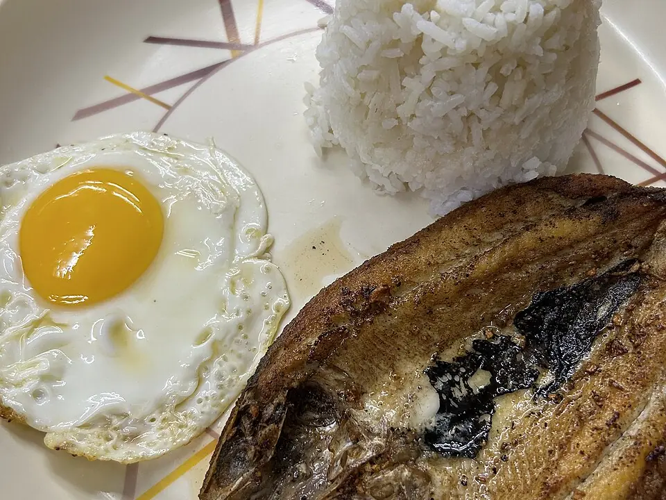 Bangus at kanin, plated