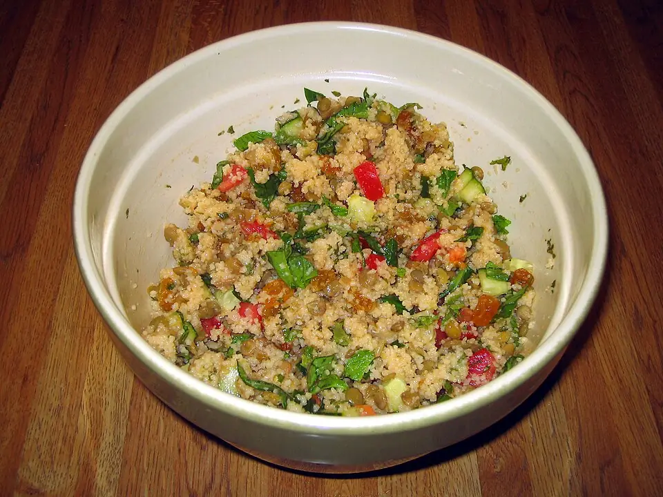 Couscous and lentil salad, plated